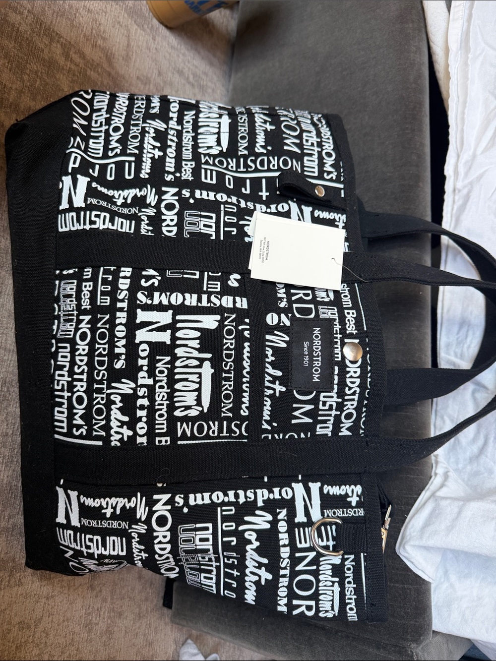 Nordstrom Black and White Logo-Print Tote